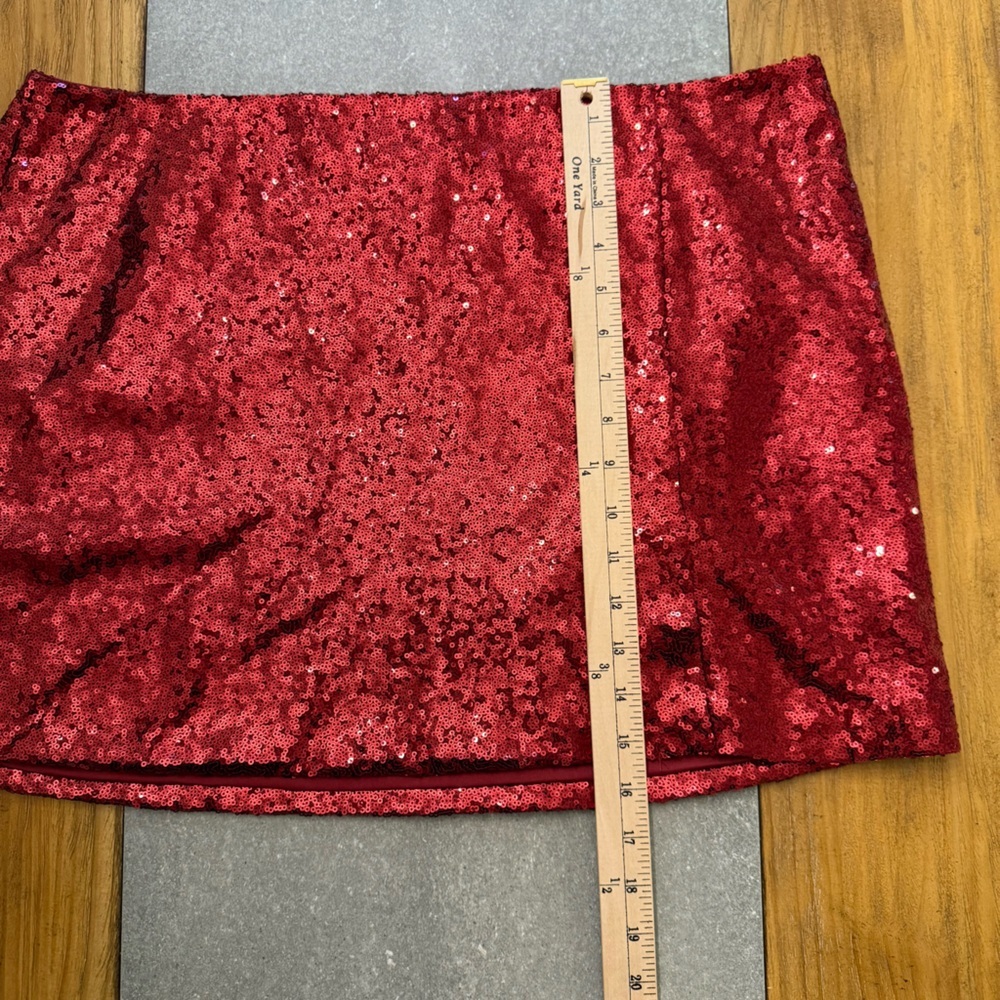 ASTR the Label Sequin Holiday Party Burgundy Red Wine Mini Skirt Size XL - Picture 8 of 9